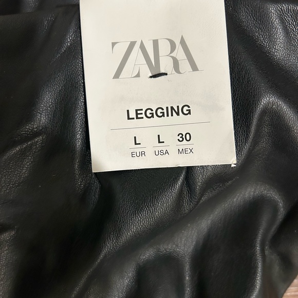Zara Black Leather-Style Leggings. Size L. - Picture 3 of 3